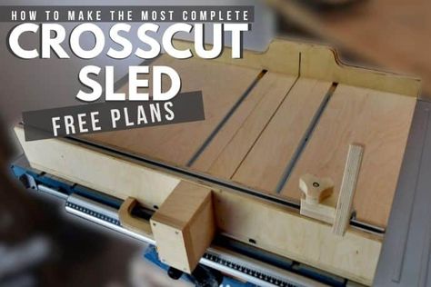 Download the free plans and learn how to make a crosscut sled with lots of possibilities. This table saw jig is a must-have for your woodworking workshop. Tablesaw Jigs, Barbeque Ideas, Table Saw Crosscut Sled, Router Box, Crosscut Sled, Woodworking Jig Plans, Router Sled, Table Saw Sled, Woodworking Jigsaw