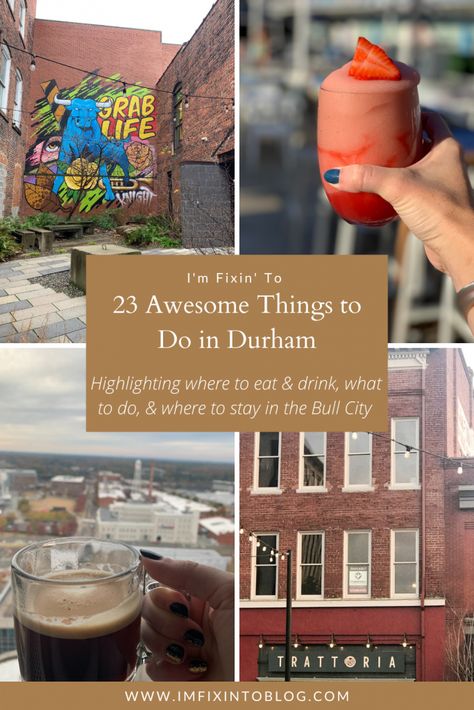 23 Things to do in Durham | NC travel | I'm Fixin' To Nc Bbq, Goat Yoga, Museum Hotel, North Carolina Travel, Durham North Carolina, Travel Savings, Durham Nc, Bucket Lists, Learning Photography