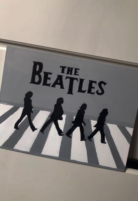 Beatles Canvas Painting, Band Paintings Canvas, Painting Ideas On Canvas Music, Band Canvas Painting, Movie Paintings Ideas, The Beatles Painting, Album Cover Paintings On Canvas, Beatles Painting, Art Homework