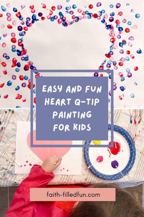 Heart Q-tip Painting craft for kids Love The Lord With All Your Heart Craft, Create In Me A Clean Heart Craft, God Looks At The Heart Craft, God Loves Me Craft For Kids, God Loves Me Craft, Jesus Loves Me Craft, Awana Sparks, Scripture Crafts, Painting Crafts For Kids