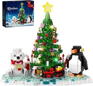 Christmas Tree Building Kit, Christmas Tree Building Block with Lights, Compatible with Lego Christmas Tree Buildings with Polar Bear Penguin Set, Holiday Present for Boys, Girls and Adults (802 PCS) Christmas Building, Lego Christmas Tree, Tree Building, Led Christmas Tree Lights, Lego Christmas, Polar Bear Christmas, Presents For Boys, Buy Christmas Tree, Creative Christmas Gifts