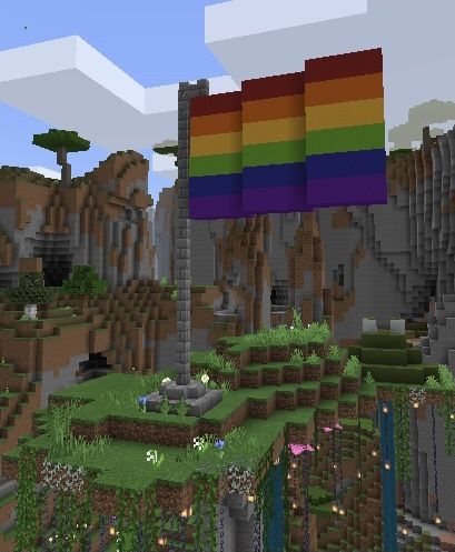 Pride Month Minecraft Builds, Minecraft Lesbian Flag, Minecraft Pride Flag Banner, Pride Flags Minecraft, Minecraft Flag Build, Pride Flag Minecraft Banner Tutorial, Pride Minecraft Builds, Minecraft Pride Flag, Minecraft Pride Builds