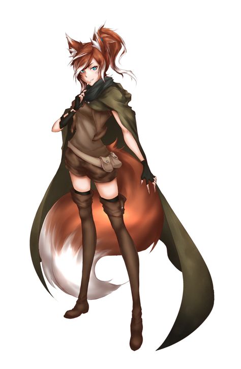 Pathfinder Kitsune Sorcerer, Jeffery Lim on ArtStation at https://www.artstation.com/artwork/baOWGG Kitsune Sorcerer, Pathfinder Rpg Characters, Rigging Animation, Ponytail Scarf, Female Fox, Fox Character, Monster Girl Encyclopedia, Pathfinder Character, Squirrel Girl