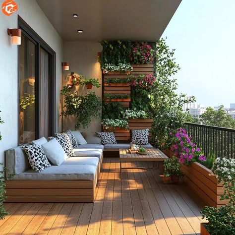 Balcony Herb Gardens, Small Apartment Balcony, Small Apartment Balcony Ideas, Apartment Balcony Garden, Compact Furniture, Cozy Lighting, Apartment Balcony Ideas, Tiny Balcony, Modern Balcony