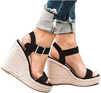 Amazon.com | VICKI·VICKI Women's Platform Sandals Wedge Ankle Strap Open Toe Sandals | Platforms & Wedges Strappy Wedge Heels, Women Platform Sandals, Platform High Heel Shoes, Open Toe High Heels, Womens Sandals Summer, Ankle Strap Wedges, Womens Sandals Wedges, Strappy Wedges, Casual Sneakers Women