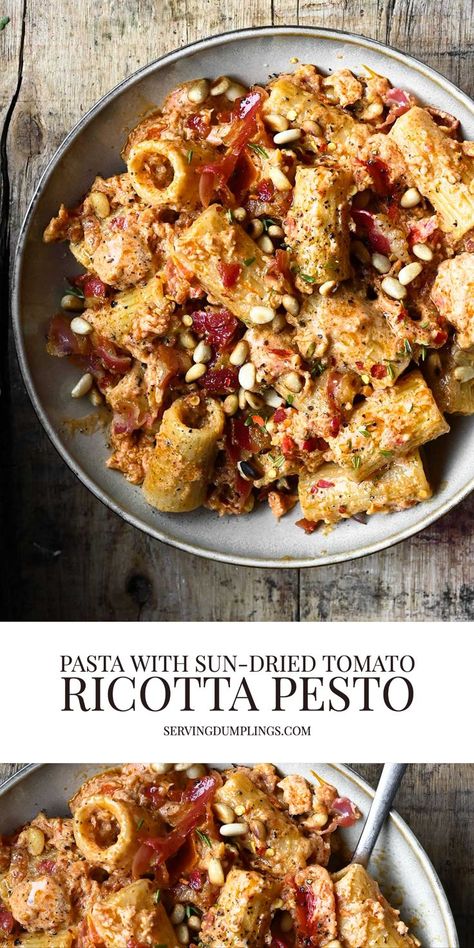 Chef Style Dinner Recipes, Delish Dinner Recipes, Vegetarian Pasta Dinner Recipes, Dinner To Impress In Laws, Quick After Work Dinners, Ricotta Recipes Dinner, Healthy Pasta Meals, Ricotta Pesto Pasta, Ricotta Sandwich