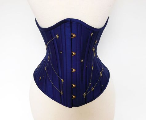 Ren Faire Outfits, Gold Suit, Underbust Corset, Wedding Plans, Blue Silk, Corsets, Metallic Gold, Constellations, Baby Dolls