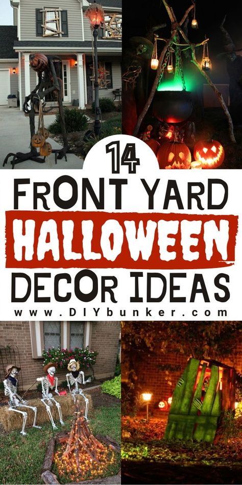 Scary Halloween Decorations | Want to make some spooky homemade Halloween decorations outdoor onlookers will be jealous of? These yard decorations are definitely the way to go! Get your Halloween porch ready or place some driveway or grass DIY decor ideas and watch your home come to life. #halloween #halloweendecor #diydecor Front Yard Halloween Decorations, Outside Halloween Decorations, Scary Halloween Decorations Outdoor, Scary Halloween Decorations Diy, Halloween Diy Outdoor, Halloween Decor Diy, Halloween Outside, Diy Halloween Games, Halloween Decor Ideas