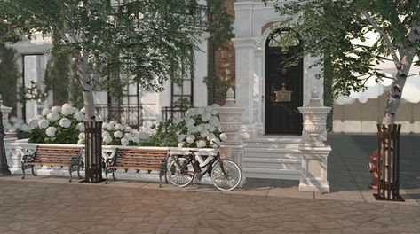 ghent townhouses - lot download + cc list | Patreon Sims 4 Townhouse Interior, Townhouses Sims 4, Sims 4 City Cc, Sims 4 Townhouse Build, Bloxburg Townhouse, Sims 4 Exterior Cc, Wallpaper Sims 4 Cc, Sims 4 Townhouse, Ts4 Lots