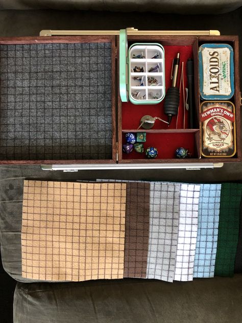 Dnd Organizer, Dnd Board Diy, Dnd Supplies, Dnd Dice Box Diy, Dnd Storage, Dnd Setup Diy, Dnd Figures Diy, Dnd Dm Setup, Dnd Accessories Diy