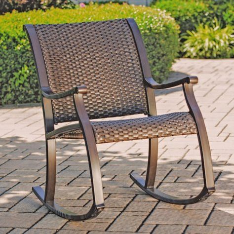 Member's Mark Agio Heritage Woven Rocking Chair - Sam's Club Porch Rocker, Patio Rocking Chairs, Outdoor Daybed, Members Mark, Outdoor Rocking Chairs, Espresso Brown, Rocking Chairs, Sam's Club, Outdoor Lounge Furniture