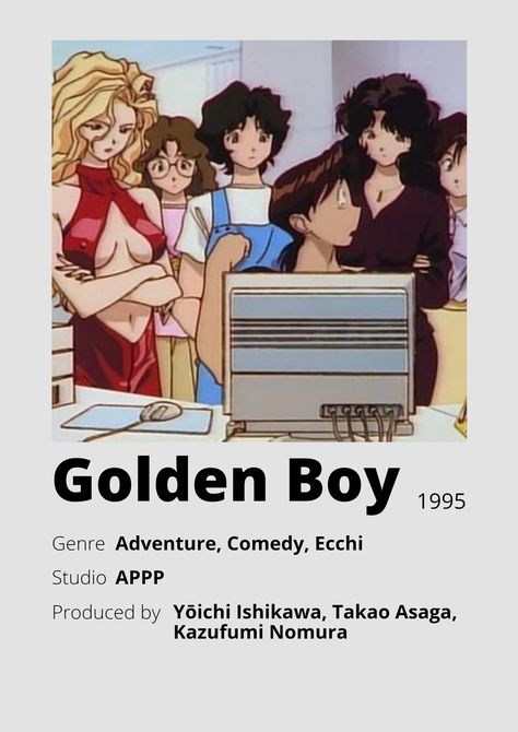 Golden Boy Anime, Anime Minimalist Poster, Poster Information, Anime Sites, Anime Websites, Japanese Animated Movies, Anime Suggestions, Good Anime Series, Anime Printables