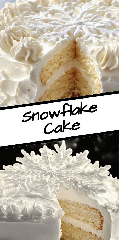 Elevate your holiday gatherings with a stunning Holiday Snowflake Cake. This beautifully designed cake, adorned with delicate snowflake patterns and a rich, buttery flavor, captures the essence of winter magic. A perfect centerpiece for any festive table, it combines taste and artistry, making it an unforgettable treat. Bake your way into the hearts of guests with this delightful dessert! #HolidayBaking #SnowflakeCake Snowflake Cake Design, Winter White Cake, Snowflake Cake Ideas, Snowflake Cake Birthday, January Cakes, White Snowflake Cake, Pink Snowflake Cake, Snow Cake Winter, Snowflake Birthday Cake