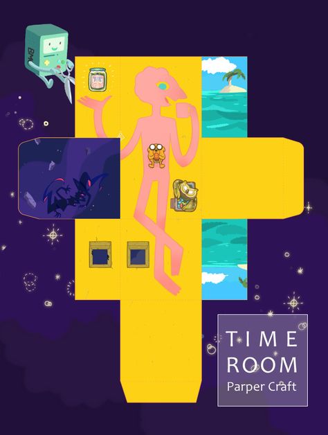 The Time Room Paper Craft (PDF Download) I'm glad if you enjoyed it. (^▽^) Adventure Time Crafts, Adventure Time Birthday, Adventure Time Cartoon, Paper Toys Template, Paper Doll Template, Bee And Puppycat, Adventure Time Art, Paper Cutout, Paper Toys