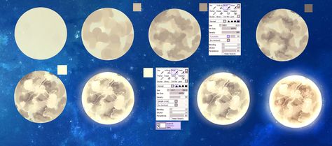 MOON - easy tutorial by ryky.deviantart.com on @deviantART Moon Tutorial, Cloud Tutorial, Waves Tutorial, Lip Tutorial, Paint Tool Sai, Coloring Tutorial, Eye Tutorial, Digital Painting Tutorials, Cloud Painting