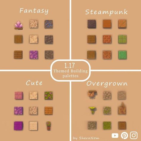 My favorite 1.17 building palettes! Get inspired :) | Minecraft blocks, Minecraft houses, Minecraft Amazing Minecraft Builds, Small Youtuber, Minecraft Pattern, Minecraft Building Guide, Cottagecore Minecraft, Rumah Minecraft Sederhana, Minecraft Blocks, Bangunan Minecraft, Minecraft Cottage