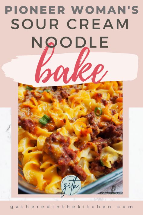 Pioneer Woman Sour Cream Noodle Bake Cottage Cheese Noodles, Keto Suppers, Pioneer Woman Recipes Dinner, Sour Cream Noodle Bake, Noodle Bake, Cheese Noodles, Cowboy Casserole, Creamed Beef, Taco Spaghetti