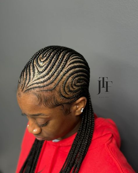 RETRO BRAIDS 🍭🥰 @jtf.llc FEBRUARY CALENDAR OPEN 🩷 link in bio🥰 #knotlessplaitsmiami #knotlessplaits #smallbraids #stitchbraidsatlanta… | Instagram Bangs Back Hairstyle, Pulling Bangs Back, Retro Braids, Cornrow Updo On Natural Hair, Girls Cornrow Hairstyles, Slick Back Hairstyle, Back Hairstyle, Drawing Back, Latest Hair Braids