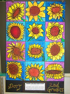 WHAT'S HAPPENING IN THE ART ROOM??: 2nd GRADE--Van Gogh Sunflowers Square One Art, Art 2nd Grade, Square 1 Art, Classe D'art, 2nd Grade Art, Van Gogh Sunflowers, 3rd Grade Art, Classroom Art Projects, Elementary Art Projects