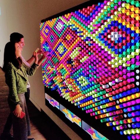 LiteZilla Interactive Light Wall #colorful, #light, #wall Interactive Wall Design, Giant Light Bright, Interactive Wall Art, Giant Lite Brite, Lite Brite Designs, Interactive Lighting, Interactive Museum, Lite Brite, Interactive Walls