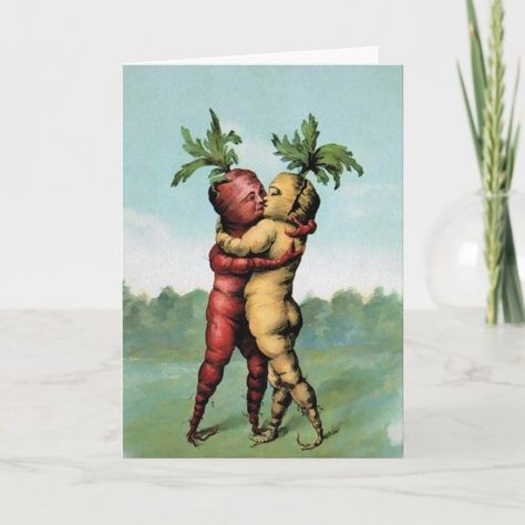 Victorian Kissing Carrots Valentine's Day Card - Valentines Day Cards Weird Valentines, Victorian People, Secret Valentine, Victorian Valentines, 20 June, Old Cards, Valentines Day Card, Valentine's Day Cards, Vintage Valentines