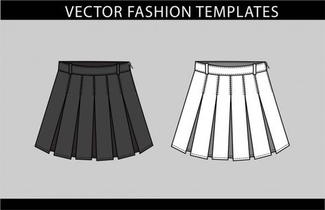 Pleated mini skirt fashion flat sketch t... | Premium Vector #Freepik #vector #woman #beauty #clothes #lady Tennis Skirt Drawing, Flat Skirt, Mini Skirt Drawing, Mini Skirt Sketch, Pleated Skirt Drawing, Flat Pattern, Skirt Illustration, Pleated Skirt Sketch, Skirt Flat Drawing