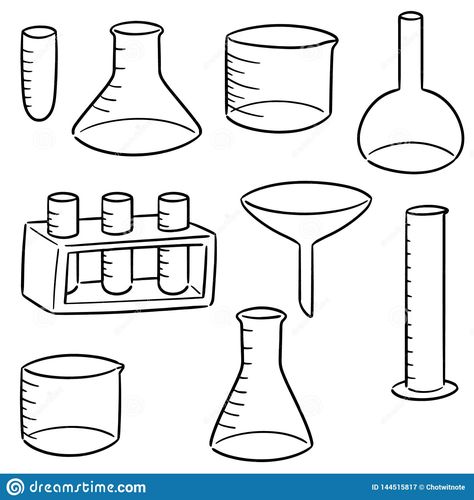 Lab Apparatus Drawing, Science Beaker Drawing, Beaker Drawing, Laboratory Drawing, Science Beaker, Science Lab Decorations, Chemistry Lab Equipment, Drawing Easy Step By Step, Science Drawing