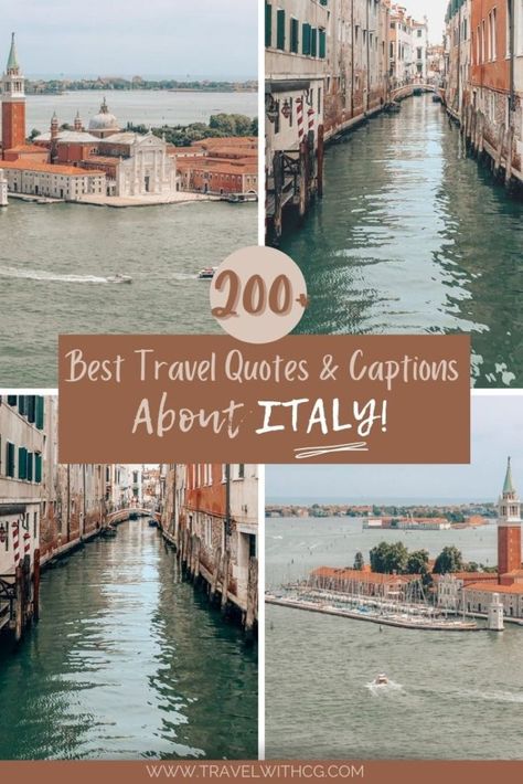 Looking for best travel quotes and Instagram captions for Italy? Here are 200+ Italy puns, short Italy quotes, Italian proverbs, book quotes and more. There are also dedicated sayings for italian places that will be ideal for your pictures from Rome, Venice, Florence, Tuscany and so on. Italy Captions Instagram Short, Florence Captions Instagram, Italy Sayings, Italy Quotes Instagram, Italy Captions Instagram, Italy Instagram Captions, Quotes About Italy, Travel Quotes Italy, Instagram Captions Travel