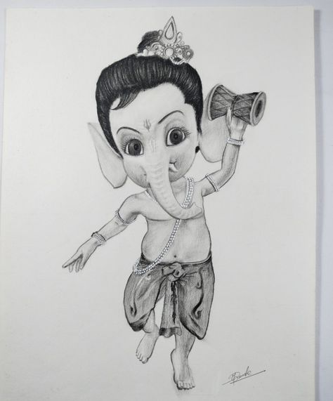 Bal Ganesha drawing by Hiraman Bacche Bal Ganesha Sketch, Bal Ganesh Sketch, Lord Ganesha Pencil Sketch, Bal Ganesha Drawing, Bal Ganesh Drawing, Lord Ganesha Drawing, Sketch With Pencil, Bal Ganesha, God Sketch