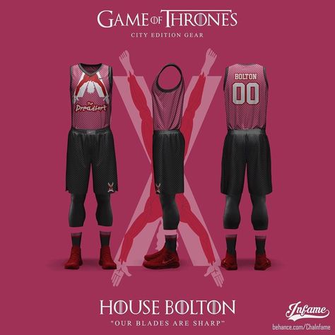 Game of Thrones - House Bolton basketball uniform concept art 🏀 House Bolton Game Of Thrones, Uniform Concept Art, Bolton Game Of Thrones, House Bolton, Basketball Tickets, Basketball Hoops, Basketball Uniforms, Game Of Thrones Houses, Basketball Sneakers