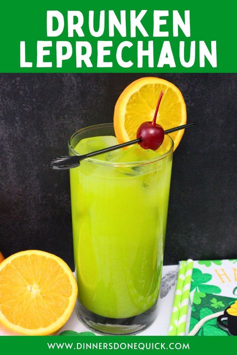 🍀 Ready to shake things up this St. Patrick's Day? Discover the ultimate Drunken Leprechaun cocktail recipe! 🍹 Crafted with Jameson Irish whiskey, this festive drink is a must-try for any celebration. Impress your guests with its tropical twist and smooth finish. Transform your party from ordinary to extraordinary with this easy-to-make concoction. Cheers to good times and great drinks! 🎉 Whiskey Cocktail, Whiskey Drinks, St Patrick's Day Drinks, Green Cocktails Drunken Leprechaun Drink, Jameson Drinks, Patron Drinks, Leprechaun Drink, Leprechaun Cocktail, Screwdriver Cocktail, Irish Cocktails, Green Cocktails, St Patricks Day Drinks