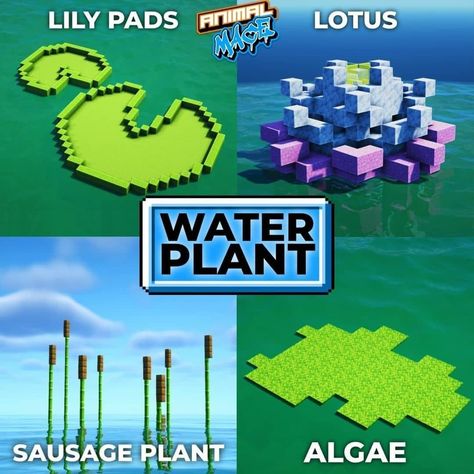 Minecraft Lilypad Build, Minecraft Lily Pad Build, Minecraft Lilypad, Moss Minecraft, Water Builds Minecraft, Minecraft Lake Decor, Minecraft Lily Pad, Minecraft Outside Decor, Minecraft Plants