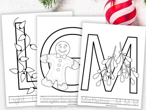 Need Christmas alphabet activities for preschool? Sneak in some letter writing practice and some coloring in these free printable Christmas worksheets, perfect for preschoolers and kindergarteners! Print out the alphabet worksheets with letters A - Z. Each of the free printable Christmas coloring pages has a letter, a picture of a holiday item that starts with that letter, and handwriting practice. Awesome free printable Christmas learning activities for kids! Christmas Alphabet Letters, Free Printable Christmas Worksheets, Christmas Learning Activities, Alphabet Letter Activities, Christmas Learning, Abc Worksheets, Easter Crafts For Adults, Printable Christmas Coloring Pages, Printable Alphabet Letters