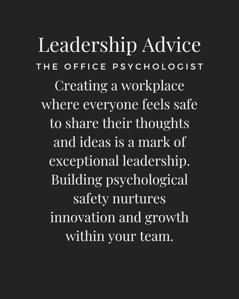 Building psychological safety in the workplace is an exhibit of exceptional leadership. It's about creating an environment where every team member feels comfortable sharing their thoughts, ideas, and concerns without fear of judgment or reprisal. When employees know their voices are heard and valued, it nurtures innovation, problem-solving, and personal growth. As a leader, you can foster psychological safety by actively listening to your team, providing constructive feedback, and leading by example in admitting mistakes and seeking improvement. In such a supportive atmosphere, individuals flourish, and the collective potential of your team can be fully realized. #PsychologicalSafety #InnovativeLeadership #OpenCommunication When Good Employees Go Silent, Psychological Safety Quotes, How To Give Constructive Feedback, Favoritism At Work Quotes, Communication Quotes Workplace, Good Manager Quotes, Dysfunctional Workplace, Inclusive Leadership, Corporate Leadership