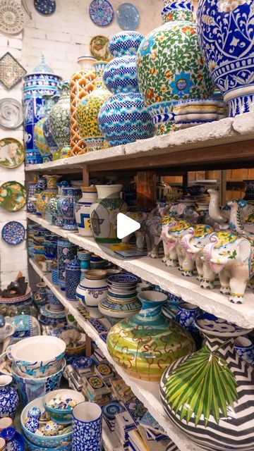 Rosanna Falconer on Instagram: "Jaipur's Blue Pottery 💙🏺🖌️ A breathtaking @rajasthan.studio workshop with the brilliant @sainigarima of @ramgopalbluepottery 💫  Rajasthan Studio's experiences stand out for two reasons: they cherry-pick the best creatives of the region and immerse you into their respective studios and worlds 🖌️  Rather than a staged experience for a tourist, these 3 hours took place amongst the weekday hubbub - puja on arrival, orders being packed, dough mixed... 💙  How special to meet Saini - a woman as innovative as she is inspiring. It was so exciting to discuss how she is developing this heritage craft (and yes, that is *the* Zendaya next to her on the wall!) 💫  3 of my favourite facts: 💙Blue pottery is made with quartz-based dough - not clay - unlike any other p Blue Pottery Jaipur, Heritage Crafts, Blue Pottery, Jaipur, Home Interior Design, Design