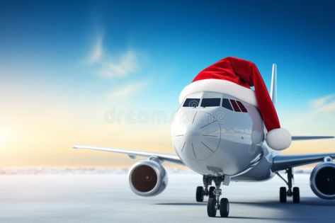 Christmas travel concept. An airplane wearing a red Father Christmas santa hat stock photos Santa Airplane Christmas, Christmas Airplane, Airplane Christmas, Boeing Planes, Travel Advertising Design, Christmas Advertising, Travel Christmas, Travel Advertising, Christmas Santa Hat