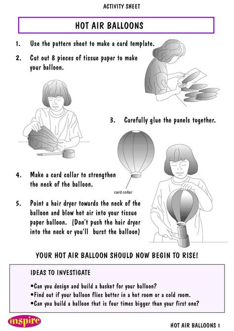 Hot Air Balloons | STEM Hot Air Balloon Stem, Landforms Worksheet, Diy Hot Air Balloons, Gifted Students, Paper Balloon, Large Balloons, Hot Air Balloons, Air Balloons, Patterned Sheets