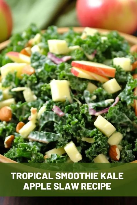 Kale Apple Slaw Recipe Tropical Smoothie, Kale And Apple Slaw Recipe, Kale Slaw Salad, Tropical Smoothie Kale Apple Slaw Recipe, Kale Apple Salad Recipes, Kale Apple Slaw Recipe, Tropical Smoothie Recipes Copycat, Kale Slaw Recipe, Apple Kale Salad