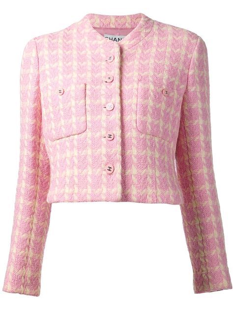 Chanel Vintage Houndstooth Bouclé Knit Jacket - Decades - Farfetch.com Chanel Coats, Vintage Houndstooth, Outfit Png, Chanel Jacket, Houndstooth Jacket, Boucle Jacket, Hounds Tooth, Long Sleeve Jacket, Chanel Vintage