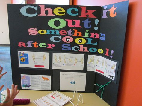 Bulletin Board Ideas For After School Program, Preschool Room Layout, Passive Programming, Passive Programs, Preschool Room, Preschool Rooms, Directional Signage, After School Club, School Clubs