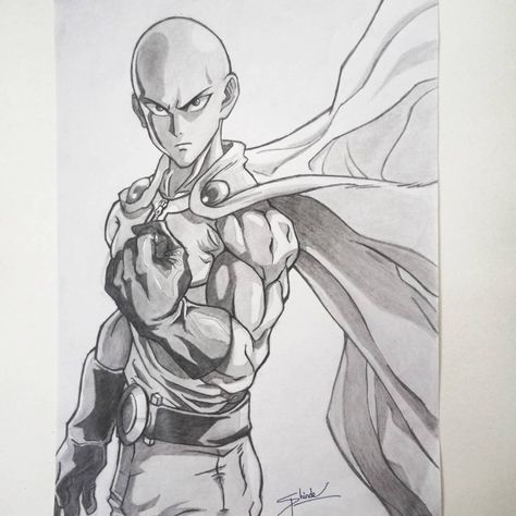 Saitama from one punch man Black Pen Sketches, Saitama Anime, One Punch Man Saitama, Anime One Punch Man, Doodle Painting, Monochromatic Art, Saitama One Punch Man, Naruto Sketch Drawing, One Punch Man Manga