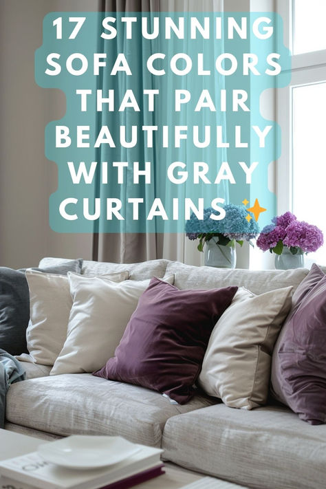 Loving Your Gray Curtains But Stumped On Choosing The Right Sofa Color? 🤩 I've Uncovered 17 Gorgeous, Versatile Shades That'll Seamlessly Blend With That Neutral Backdrop! From Cozy Beiges to Moody Blues, Discover Your New Living Room Anchor Piece 👀 #livingroomdecor #grayinteriors #sofadecor #designtips Curtain With Grey Sofa, Curtains With Grey Sofa, Gray Curtains, Gray Interiors, Neutral Curtains, Neutral Backdrop, Beige Chair, Curtains Ideas, Plain Jane