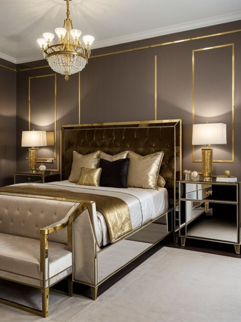 Navy gold bedroom