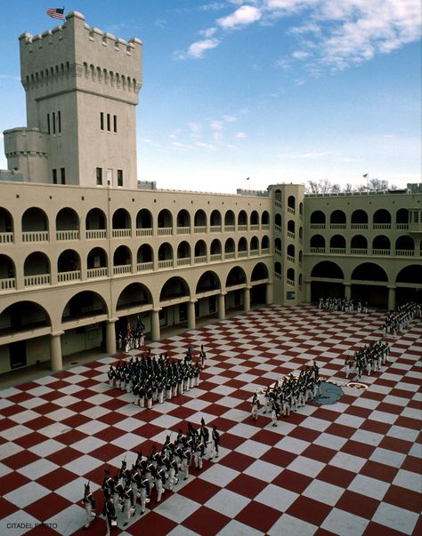 he Citadel was established in 1842 and was originally located on Marion Square in beautiful downtown Charleston, SC. Today the picturesque campus, which was moved in 1922 to the bank of the Ashley River, is home to 24 major buildings and over 3,400 men and women enrolled in over 20 full and part time graduate and undergraduate programs. Military School, South Carolina Travel, Southern Cities, Antebellum Homes, Military Academy, Carolina Girl, Charleston South Carolina, Charleston Sc, Travel South