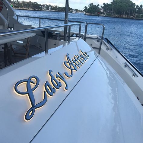 Boat Decals Ideas, Yacht Branding, Cool Boat Names, Yacht Logo, Yacht Ideas, Boat Lettering, Boat Graphics, Boat Signs, A Lettering