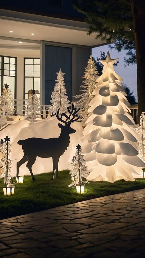 Best Christmas Outdoor Decorations, Outdoor Lighted Christmas Tree, Christmas Yard Themes, Winter Forest Christmas Decor Diy, Giant Outdoor Christmas Tree, Outdoor Nativity Scene Diy Wood Christmas Yard, Outside Yard Christmas Decorations, Large Outdoor Diy Christmas Decorations, Diy Outdoor Reindeer