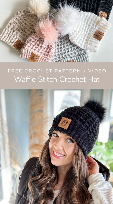 Waffle Stitch Crochet Hat Pattern. Sizing from Newborn-Adult. Free Crochet Pattern and Video Tutorial for Blog Subscribers. Crochet Snuggler, Beanie Pattern Free, Crochet Beanie Pattern Free, Crochet Waffle Stitch, Easy Crochet Hat, Crochet Hat Free, Waffle Stitch, Crochet Beanie Pattern, Crochet Hats Free Pattern