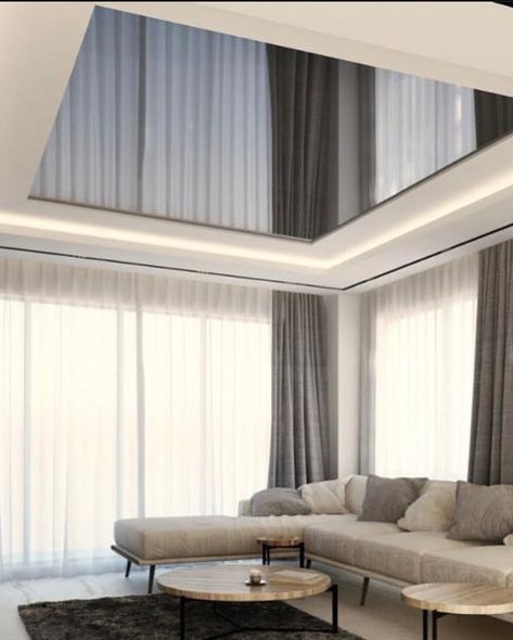 Stretch Ceiling Design, Stretch Ceiling, Mirror Ceiling, Interior Ceiling Design, Latest Living Room Designs, False Ceiling, Jeddah, Tv Unit, Ceiling Design