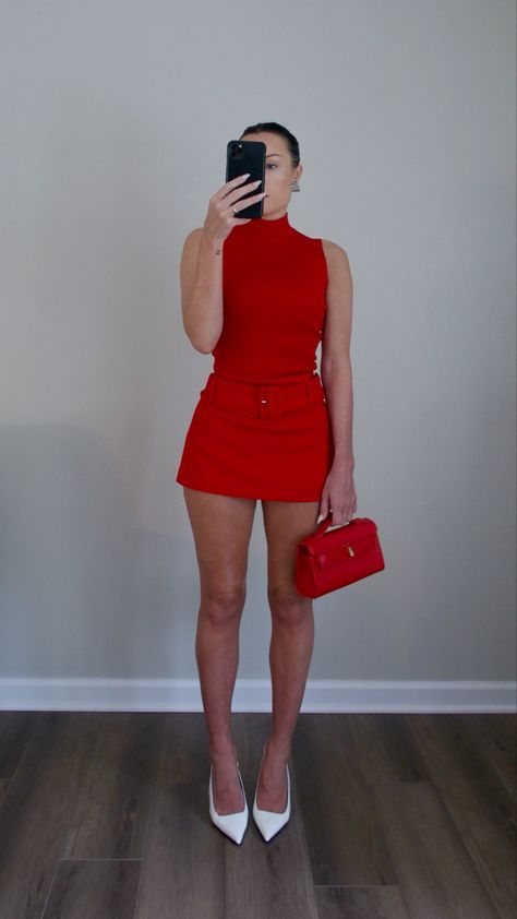 all red outfit | red bag | outfit inspo | girly red outfit #ad #expressyou Red Pump Outfits, Red Coordinate Outfit, Red Street Style Outfit, Red Dress Going Out Outfit, All Red Party Outfit, Red Shoes And Bag Outfit, Red Dress Red Heels, Red Dress Inspo Outfit, Red Night Out Outfit