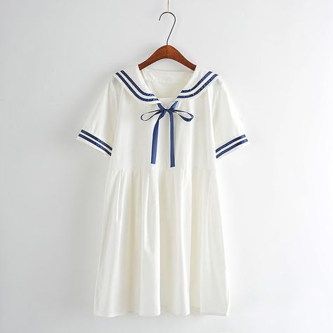 >> Click to Buy << Summer new Women Japanese Sen female line navy wind bow College Wind sweet short-sleeved dress for girls #Affiliate Girls Navy Dress, Preppy Mode, Beautiful Summer Dresses, Japanese Dress, Sailor Dress, Sailor Collar, Estilo Preppy, Navy Fashion, Kids Diy